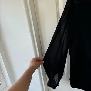 Camila Coelho Ida Satin Sheer Blouse Black Small